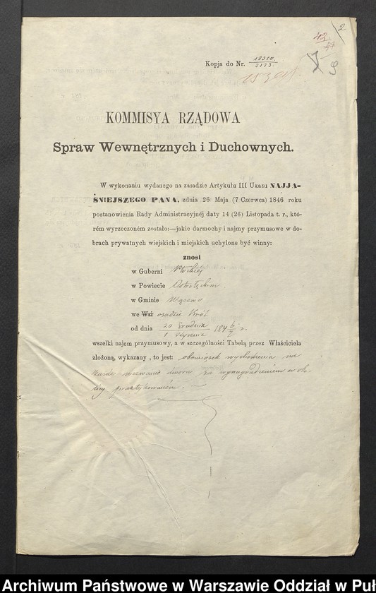 image.from.unit.number "O urządzaniu chłopów byłej rządowej wsi Jonik, gm. Komorowo wchodzącej w skład prywatnej własności tejże nazwy podlegającej ziemianinowi Piotrowi Zieleńskiemu"
