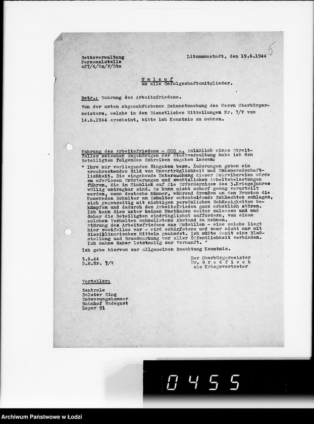 Obraz 9 z jednostki "Umläufe. [Pisma okólne do wydziałów i pracowników G.V.]"