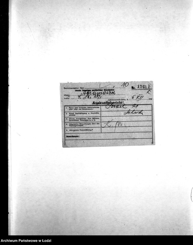 Obraz 13 z jednostki "[Korespondencja z wydziałami gettowymi; z osobami prywatnymi w różnych krajach w sprawie informacji o mieszkańcach getta]"