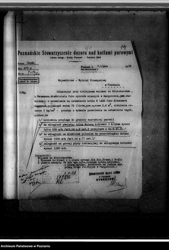 Obraz 18 z jednostki "Fabryka wyrobów mięsnych w Margoninie pow. chodzieski kocioł fabryczny nr 1432, nr woj. 813"