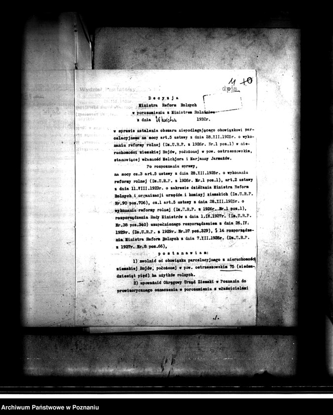 Obraz 16 z jednostki "Wyłączenie z art. 5 ustawy o wykonaniu reformy rolnej majątku Rojów powiatu ostrowskiego"