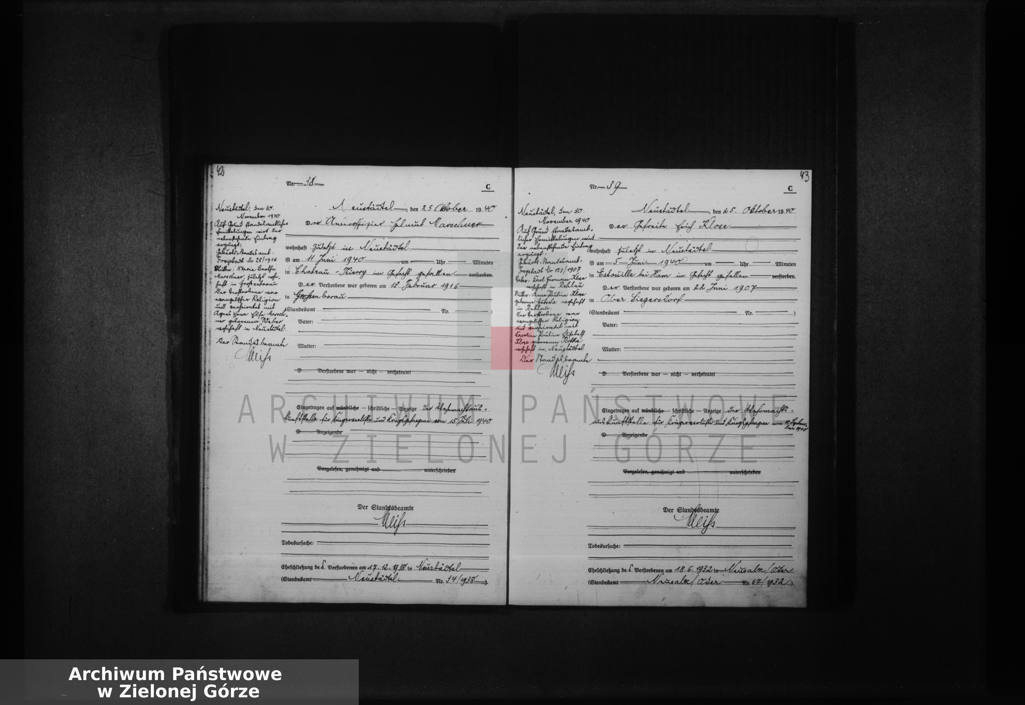 Skan z jednostki: Sterbebuch Jahrgang 1940