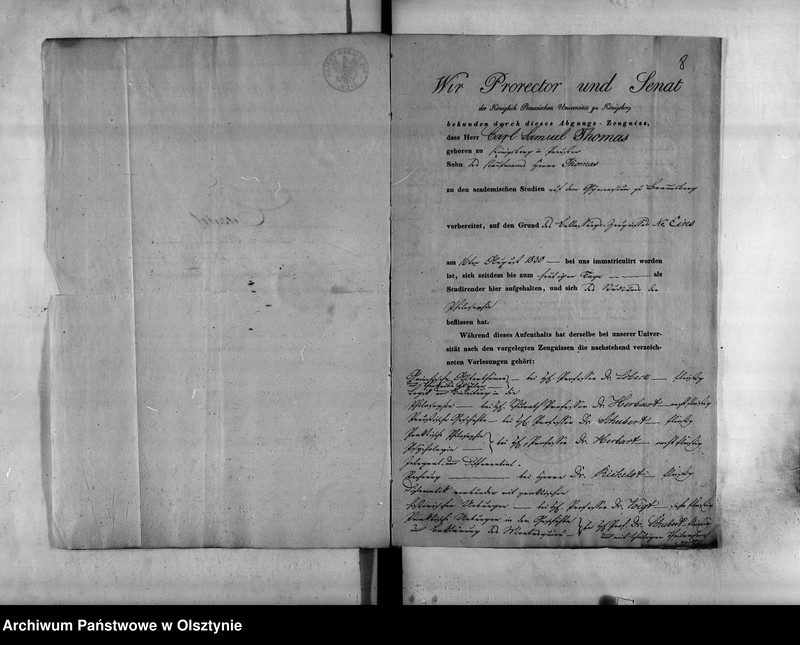image.from.unit.number "Kandidat der Kammeralvissenschaften dr. phil. Thomas [Karl Samuel]"