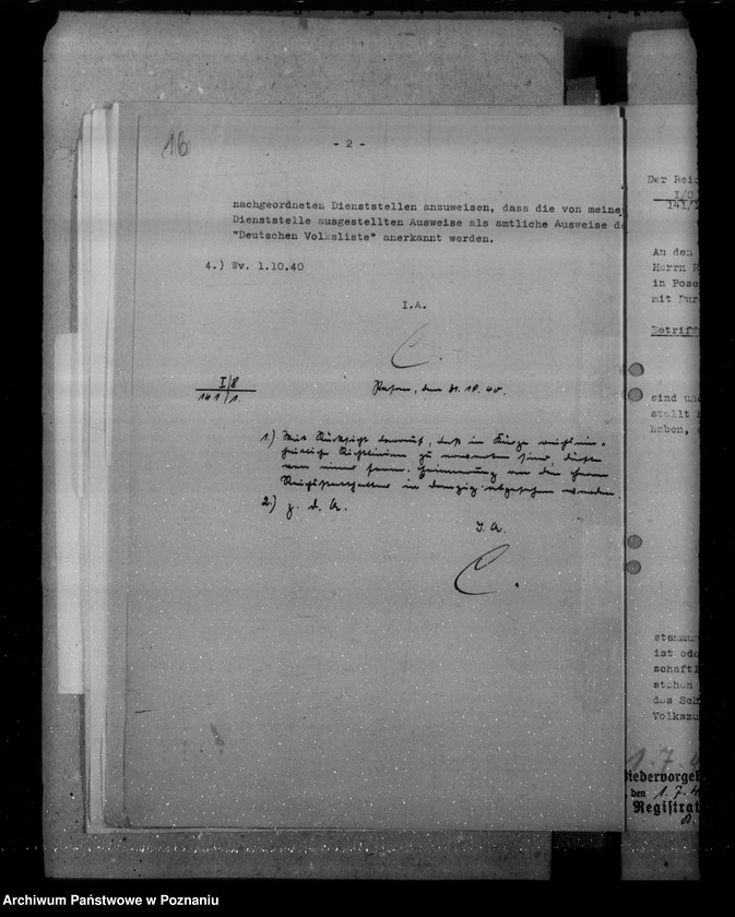 Obraz 20 z jednostki "Zarządzenia i korespondencja w sprawie zaświadczeń o pochodzeniu niemieckim"