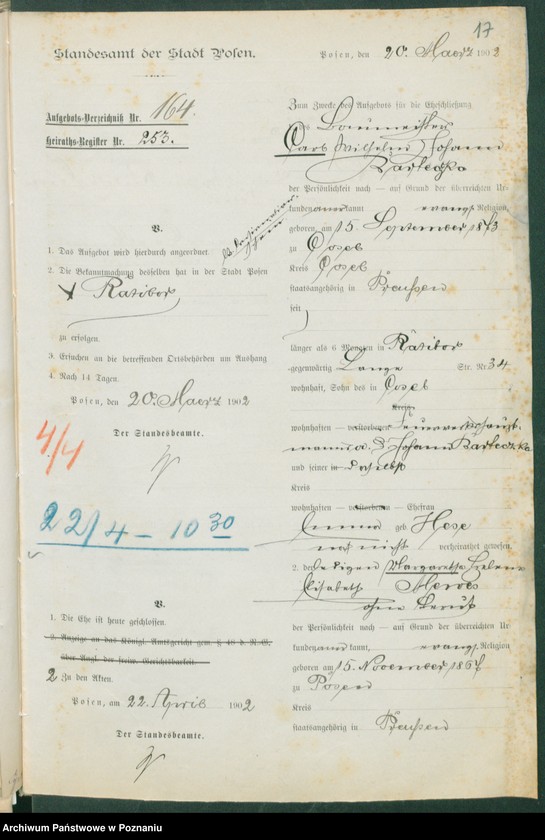 Obraz 19 z jednostki "[Dokumenty dostarczone przez narzeczonych do zawarcia związku małżeńskiego za 1902 rok. Tom VI]"