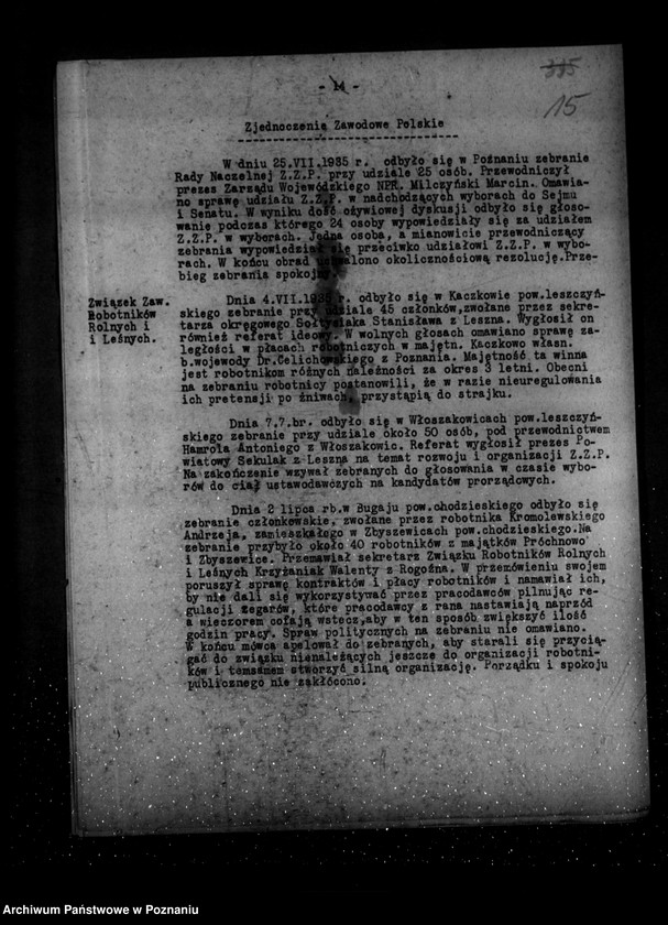 Obraz 19 z jednostki "Sprawozdania sytuacyjne okresowe ze stanu bezpieczeństwa /nr 7-12// za miesiące lipiec-grudzień 1935 r."