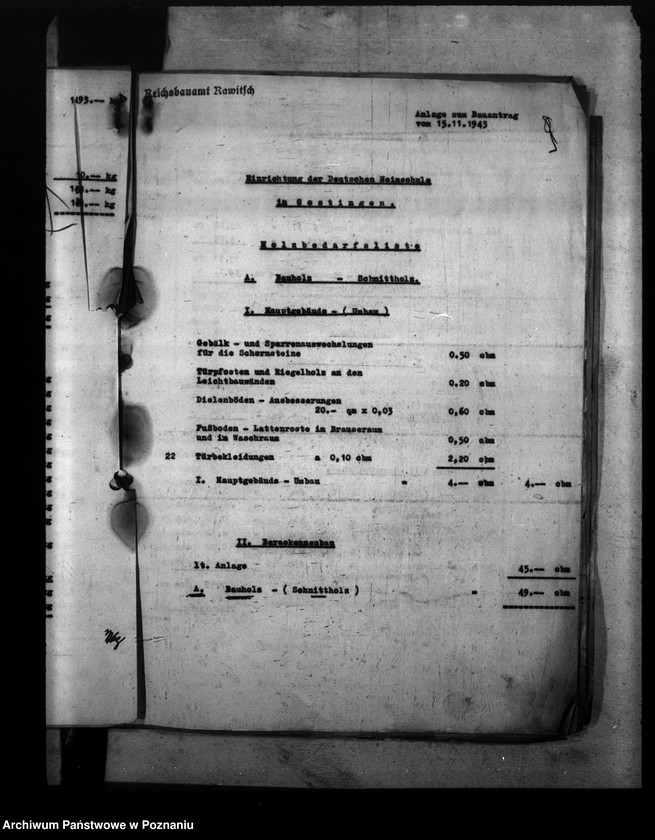 Obraz 13 z jednostki "Umbau und Einrichtung der Heimoberschulen in Gostingen, Łagiewniki, Schrimm, Schroda"