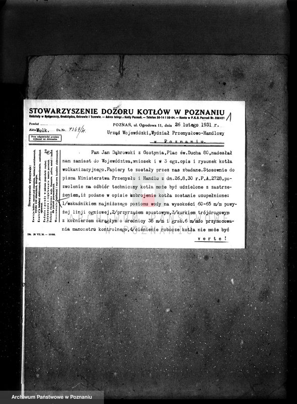 Obraz 5 z jednostki "Mleczarnia w Gostyniu, własność W. Bobczyński nr woj. kotła 1975"
