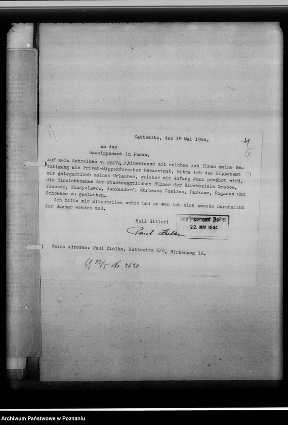 Obraz 10 z jednostki "[Kwerenda genealogiczna - dotyczy Paula Zielke z Katowic]"