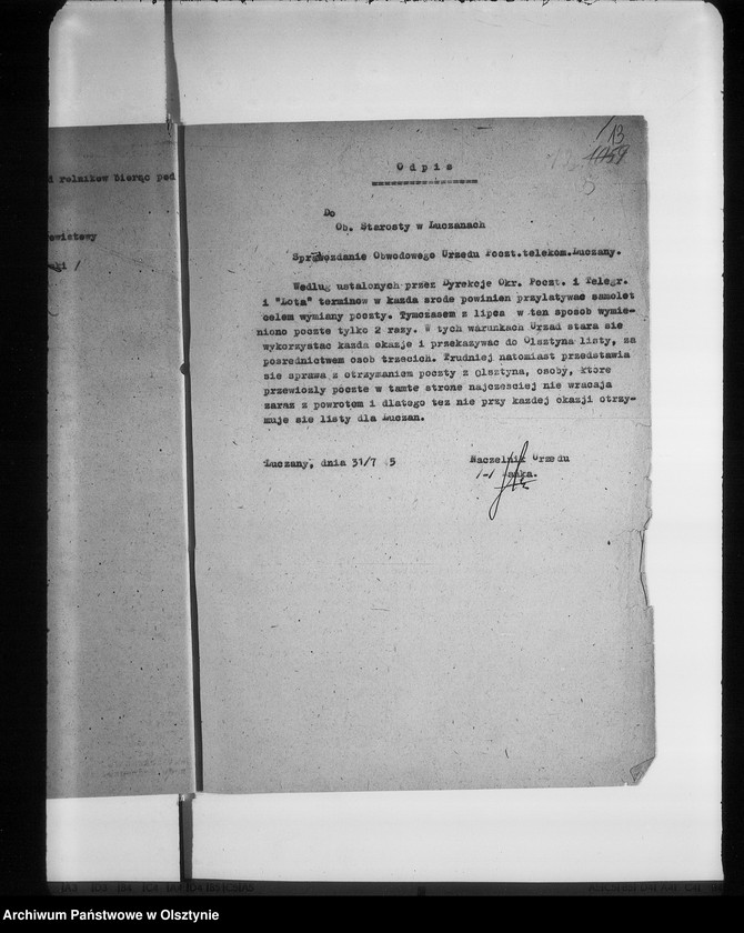 Obraz 18 z jednostki "Sprawozdania miesięczne Starostwa pow. Giżycko"