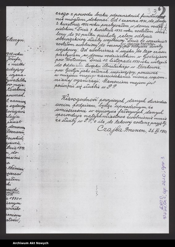 image.from.unit.number "Akta osobowe policjanta z województwa tarnopolskiego - Czajka Brunon"