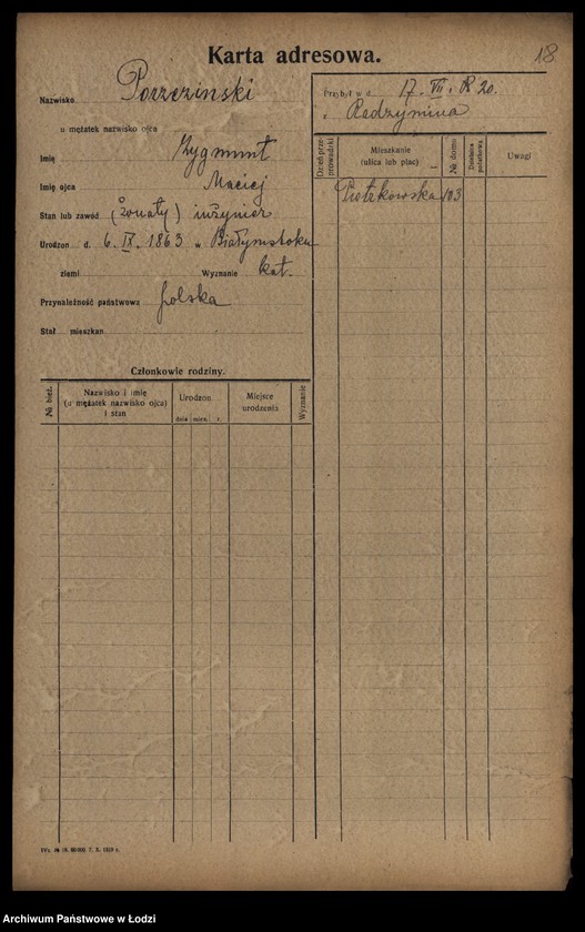 Obraz 20 z jednostki "[Spis ludności Łodzi] Porto-Potocki"