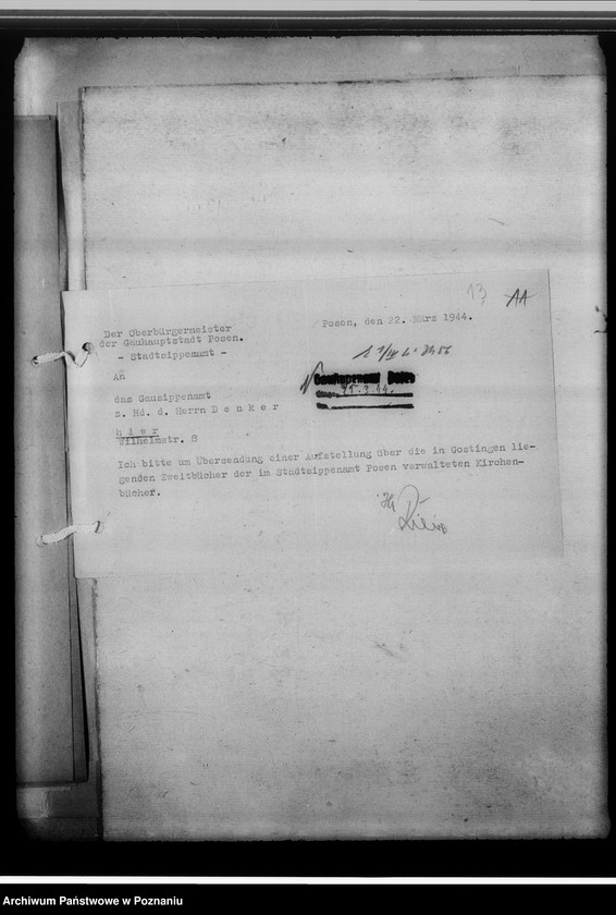 Obraz 18 z jednostki "[Korespondencja w sprawach organizacyjnych, uwagi powizytacyjne], Stadtsippenamt Posen [Poznań]"