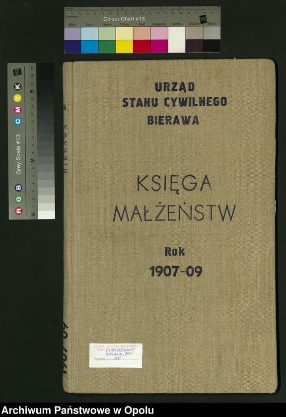 Obraz 2 z jednostki "Urząd Stanu Cywilnego Bierawa Księga małżeństw rok 1907-09"