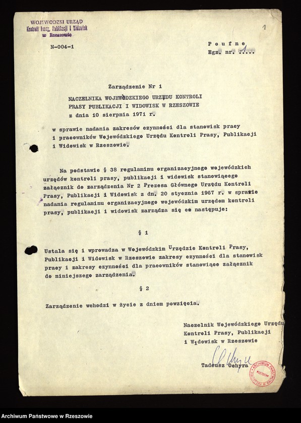 image.from.unit.number "Instrukcje i pisma okólne Naczelnika WUKPPiW [Wojewódzki Urząd Kontroli Prasy, Publikacji i Widowisk]w Rzeszowie"