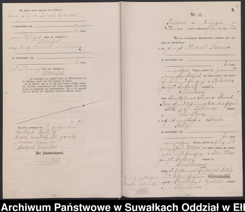 image.from.unit.number "Heiraths-Haupt-Register des Königlich Preussischen Standes-Amtes Schaden Kreis Sensburg"