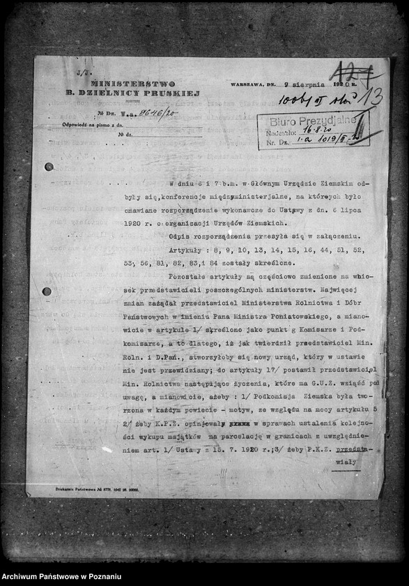 Obraz 17 z jednostki "Główny Urząd Ziemski w Warszawie Akta Biura Prezydialnego"