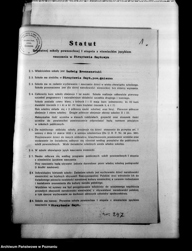 Obraz 5 z jednostki "Prywatna Szkoła Powszechna z niemieckim językiem nauczania Strzyżewo powiat Gniezno"