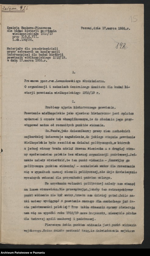 Obraz 18 z jednostki "Materiały organizacyjne dotyczące historii Powstania Wielkopolskiego."