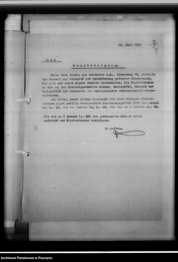 Obraz 13 z jednostki "[Kwerenda genealogiczna - dotyczy Paula Zielke z Katowic]"