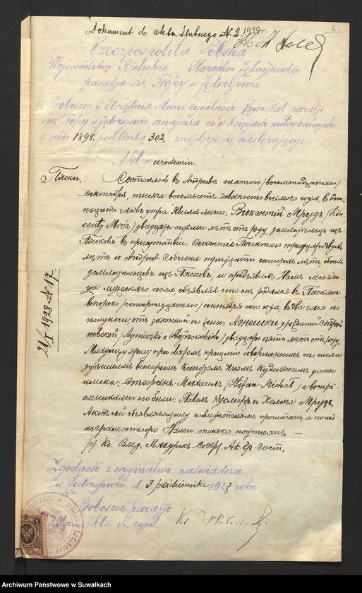 image.from.unit.number "Dokumenty przedstawione do aktów ślubnych w roku 1928 w filipowskiej r.k. parafji"