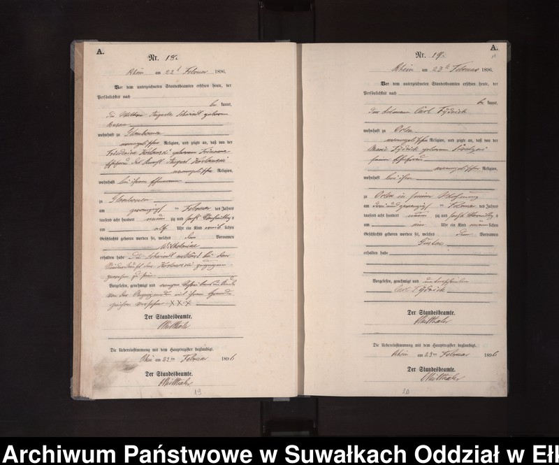 image.from.unit.number "Geburts-Neben-Register des Königlichen Preussischen Standes-Amtes Orlen in Rhein Kreis Loetzen"
