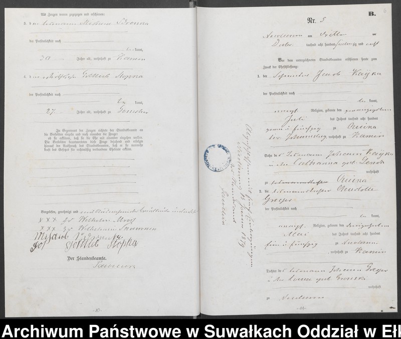 image.from.unit.number "Heiraths-Haupt-Register des Königlich Preussischen Standes-Amtes Forstrevier Nicolaiken Kreis Sensburg für das Jahr 1878 [do 1881]"