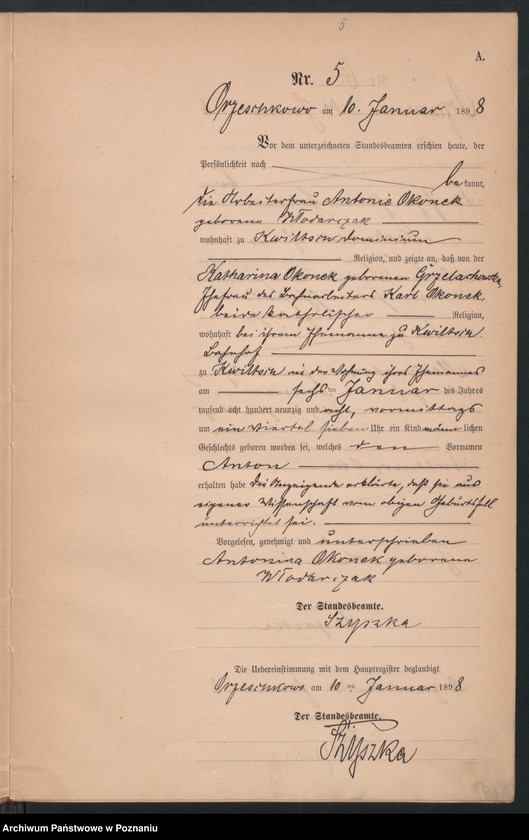 Obraz 8 z jednostki "Księga urodzeń"