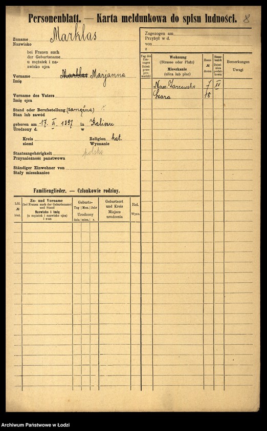 Obraz 10 z jednostki "[Spis ludności Łodzi] Markin - Marosińska"