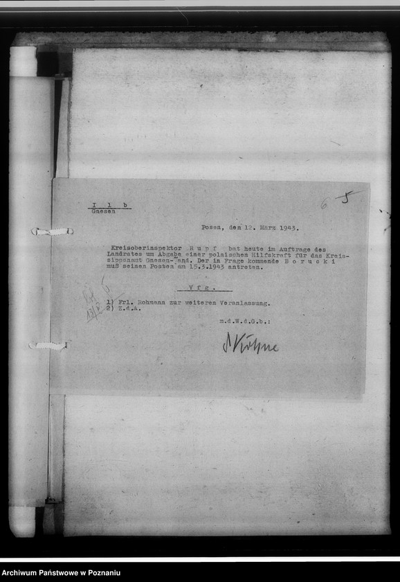 Obraz 10 z jednostki "[Korespondencja w sprawach organizacyjnych, sprawozdanie z działalności] Kreissippenamt Gnesen [Gniezno]"
