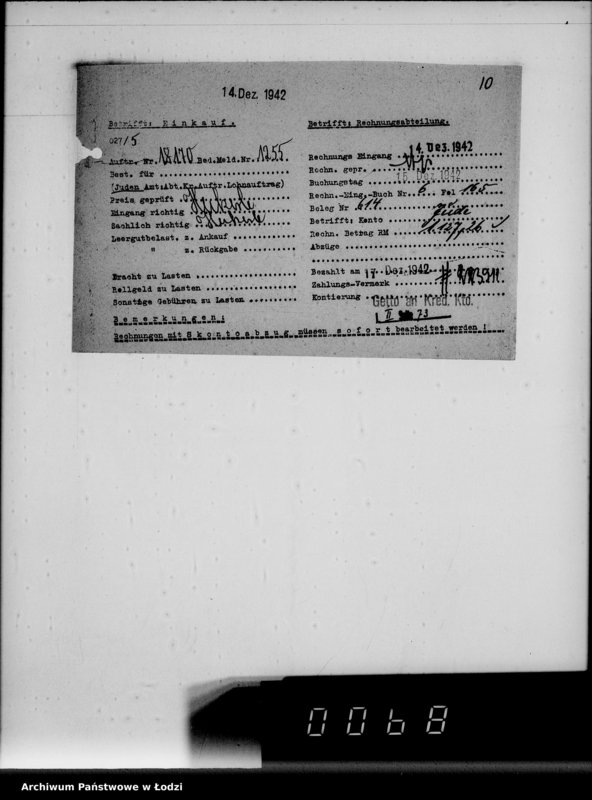 Obraz 14 z jednostki "Lebensmitteleinkauf. Aufträge, [Lieferscheinen und Rechnungen] 18111-18170"