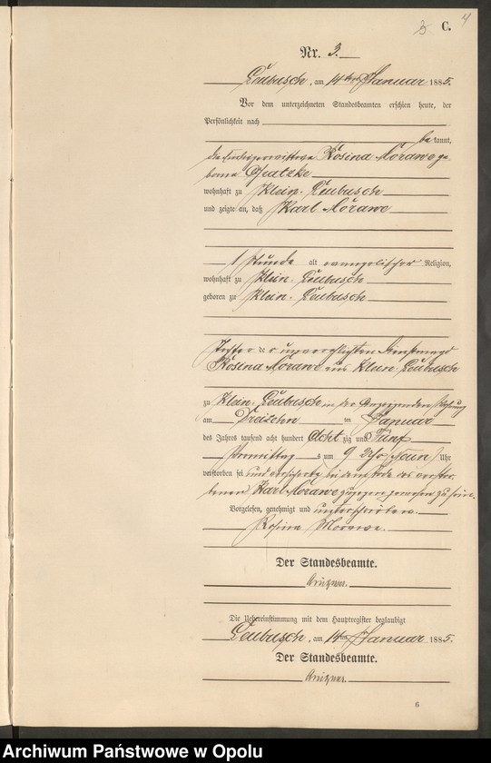 image.from.unit.number "Sterbe-Neben-Register Standes-Amt Leubusch 1885"