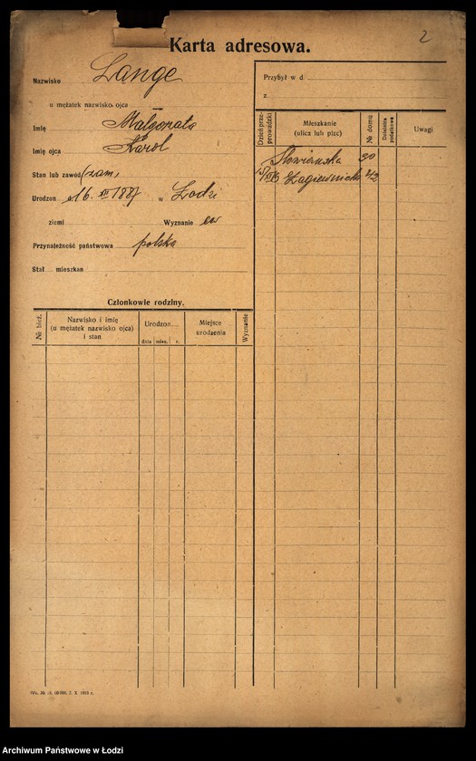 Obraz 4 z jednostki "[Spis ludności Łodzi] Lange - Langner"