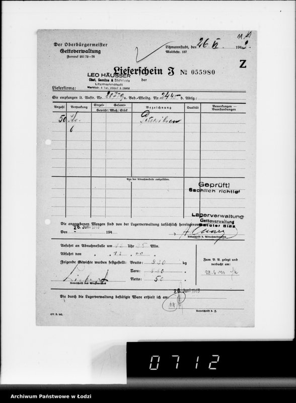 Obraz 15 z jednostki "Lebensmitteleinkauf, Aufträge, [Lieferscheinen und Rechnungen] 20721-20780"