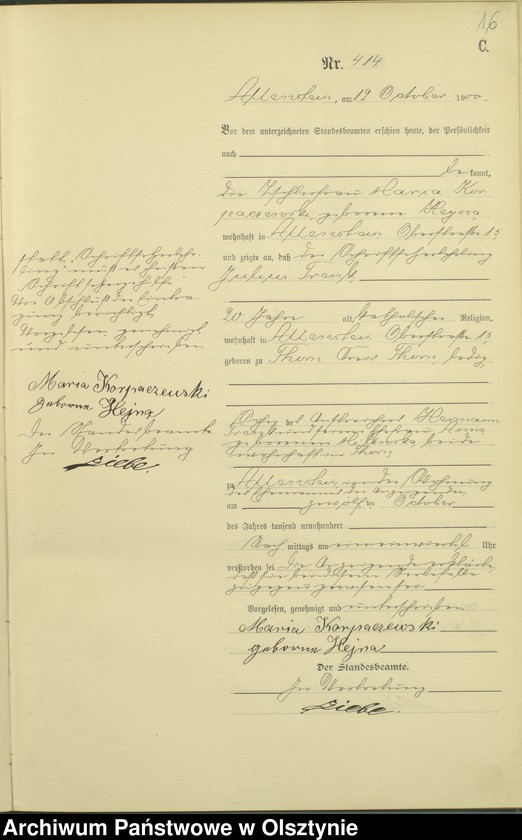 image.from.unit.number "Sterbe-Haupt-Register Tom II,Nr 400 - 522"