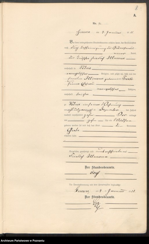 Obraz 10 z jednostki "Geburts-Nebenregister Band I"
