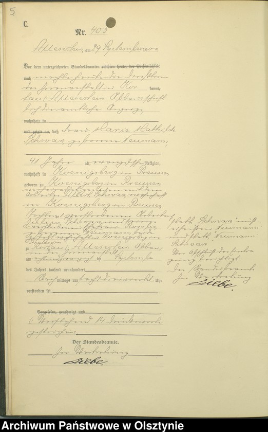 image.from.unit.number "Sterbe-Haupt-Register Tom II,Nr 400 - 522"