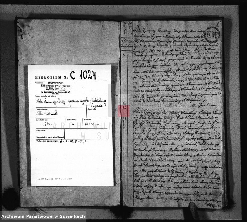 image.from.unit.number "Akta Zaślubionych Gminy Filipowskiey od 1go Stycznia 1814 R-u"