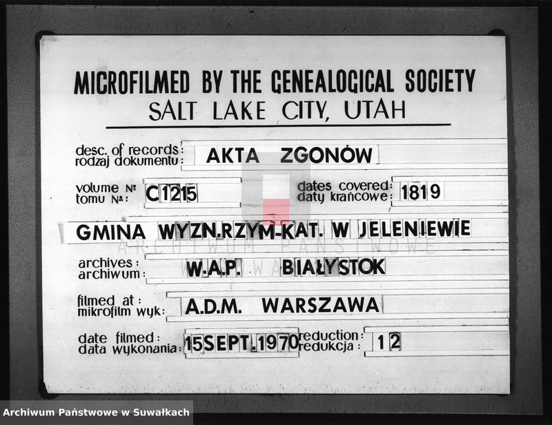 image.from.unit.number "Akta Urzędnika Stanu Cywilnego Umarłych w Gminie Jeleniewskiey od dnia 1go Mca Stycznia 1819, do ostatniego Grudnia tegoż Roku."