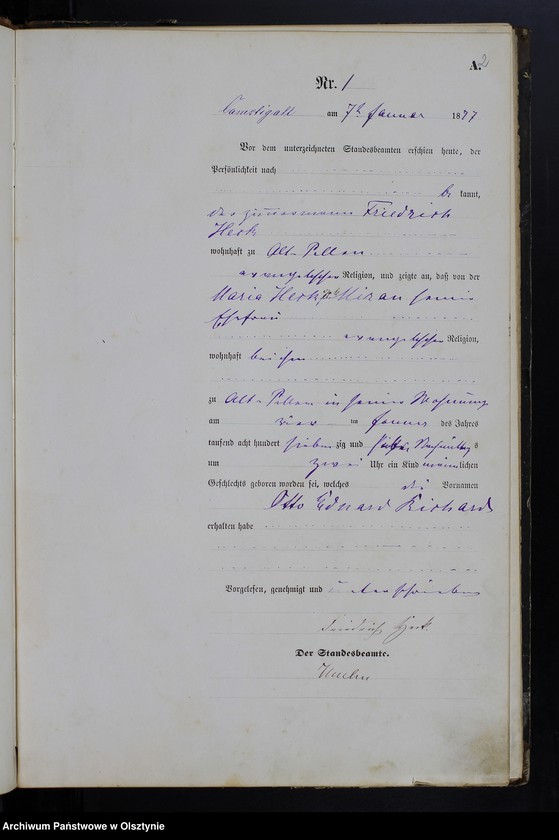 image.from.unit.number "Geburts-Haupt-Register Tom I,Nr 1 - 106"