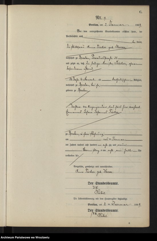 image.from.unit.number "Sterbe-Neben-Register Breslau II 1889 Band 1"