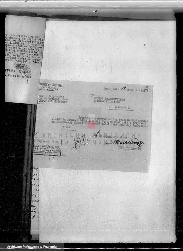 Obraz 8 z jednostki "Sprawa przymusowej likwidacji służebności osady nr 7 Holendry Wąsowskie w lasach majątku Wąsosze /powiat koniński/ oraz nieprawnego wyrębu"