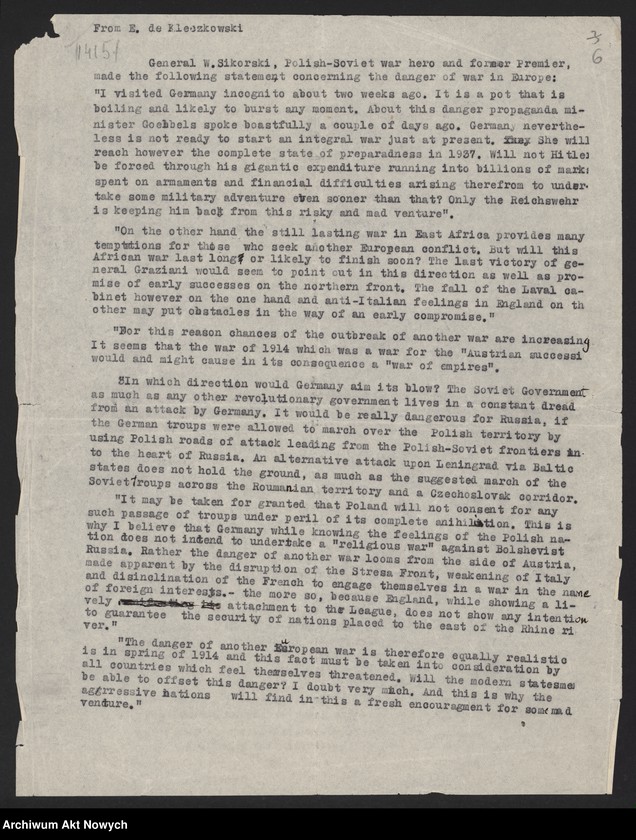 image.from.unit.number "Kleczkowski Stefan, dziennikarz polonijny. Publikacja artykułu Władysława Sikorskiego o Pomorzu i oświadczenia o niebezpieczeństwie wojny."