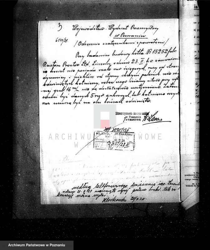 Obraz 7 z jednostki "Fabryka Maszyn Rolniczych w Pleszewie pow. jarociński nr fabr. kotła 15252 nr woj. kotła 6102"