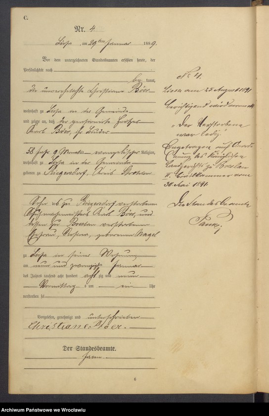 image.from.unit.number "Księga zgonów Leśnica (Deutsch Lissa) 1889"