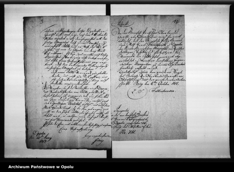 Obraz 12 z jednostki "Acta des Magistrats zu Oppeln ueber die Frage ob die ehemalige Minoritten Innsel Polko zum Lande oder zum städtischen Verbande gehören? 1813"