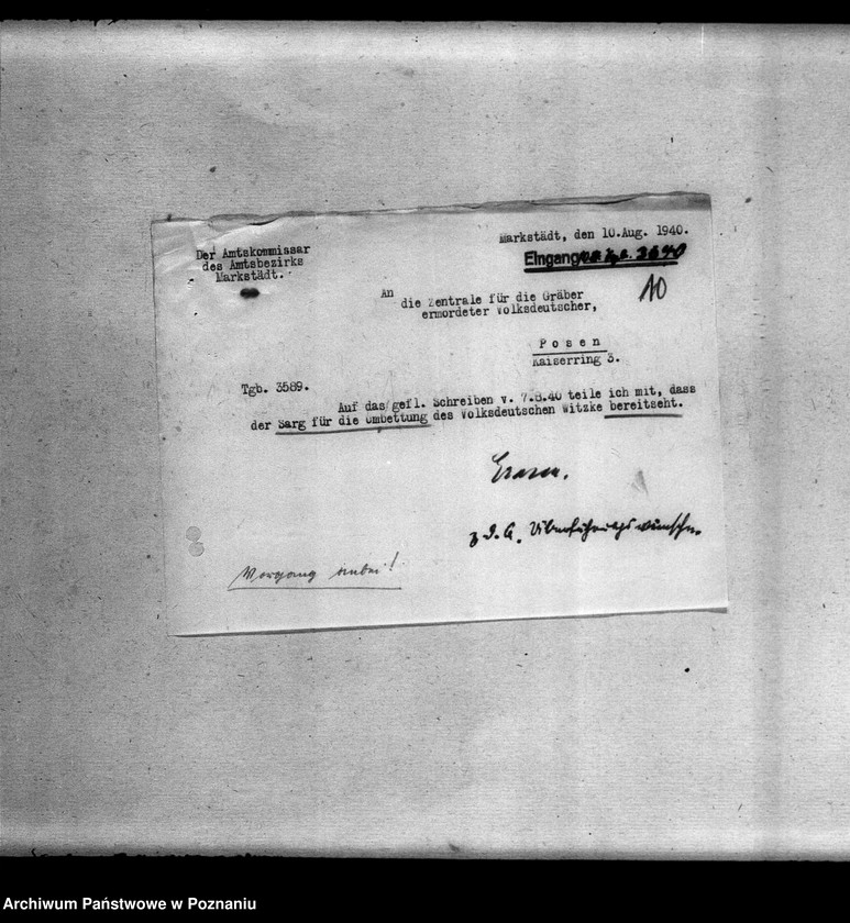 Obraz 16 z jednostki "Korespondencja w sprawie miejscowych Niemców ze Śląska, Wielkopolski i Poznania, którzy zginęli w 1939 roku"