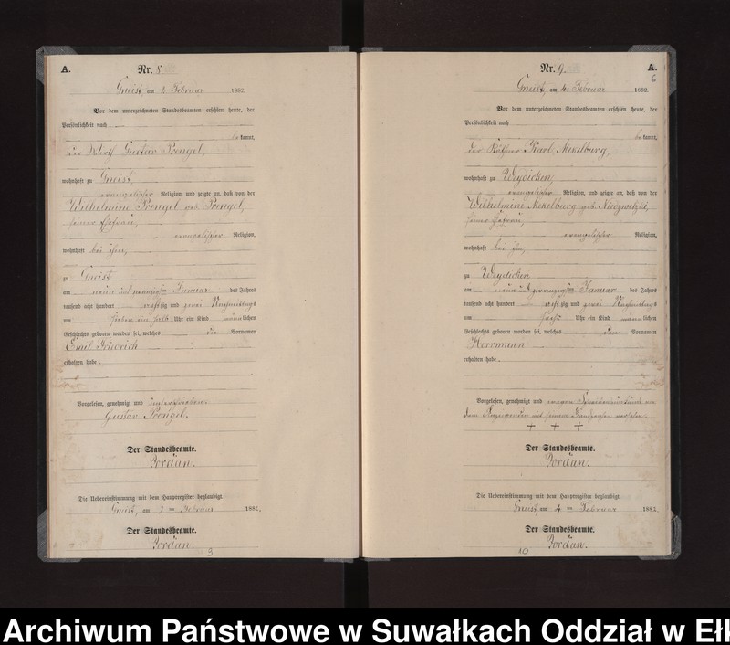 image.from.unit.number "Geburts-Neben-Register des Königlich Preussischen Standes-Amtes Gneist Kreis Loetzen"