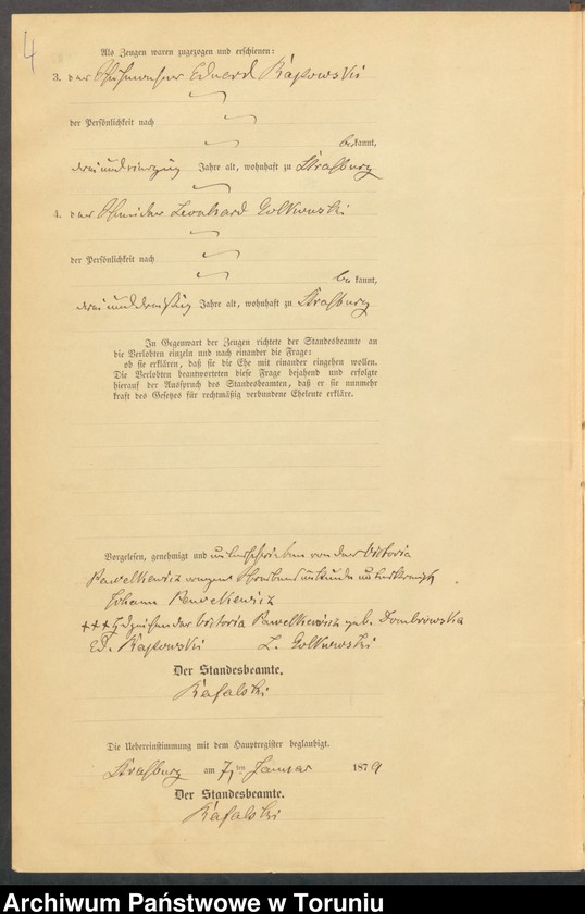 image.from.unit.number "Heiraths-Neben-Register Stadt Strasburg [ Brodnica- Miasto]für das Jahr 1879"