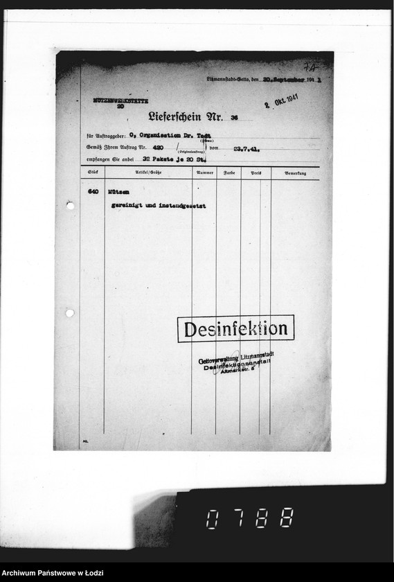 Obraz 12 z jednostki "[Dowody dostawy umundurowania dla firmy O.dr Todt Organisation"